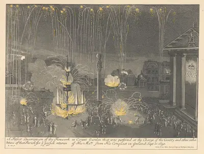 Фейерверк в Ковент-Гардене в 1690 году by Бернард Ленс II, 1809 — digital art print download
