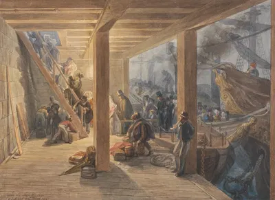Лебединые ступени, Лондонский мост by Джордж Иоганн Шарф, 1841 — digital art print download