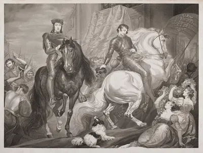 Король Ричард II, Акт V, Сцена II (Вход короля Ричарда и Болингброка в Лондон) by Джеймс Норткот, 1801 — digital art print…