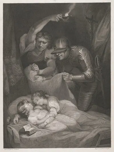 Король Ричард Третий; Акт IV, Сцена III (Убийство принцев в башне) by Джеймс Норткот, 1790 — digital art print download