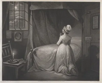 Скромная девушка в своей спальне by Джеймс Норткот, 1797 — digital art print download