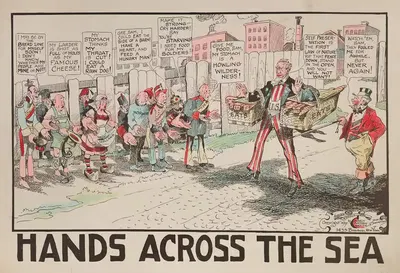 Hands Across the Sea by Carey Cartoon Service, 1917 — digital art print download