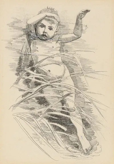Water-baby among reeds by Edward Linley Sambourne, 1885 — digital art print download