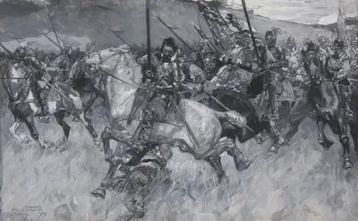 Medieval battle scene by Frank Craig, 1899 — digital art print download