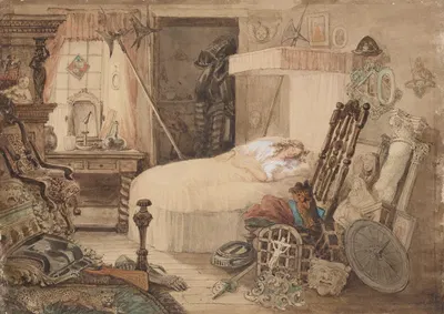 Старый магазин curiosities; Спальня в магазине. by Джордж Кэттермол, 1840 — digital art print download