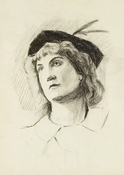 Head and shoulders of a young woman. by Harold Imbrie — digital art print download