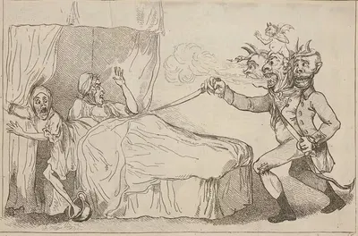 Old maids dreaming of the monster. by Henry Wigstead, 1790 — digital art print download