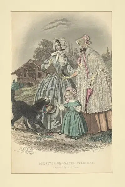 Godey's unrivaled fashions by J.J. Pease, 1850 — digital art print download