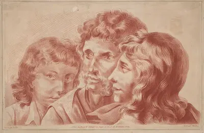 Group portrait, man, youth, and boy by Jean Baptiste Claude Chatelain — digital art print download