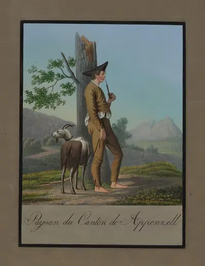 Appenzell township peasant by Johann Emanuel Locher, 1820 — digital art print download