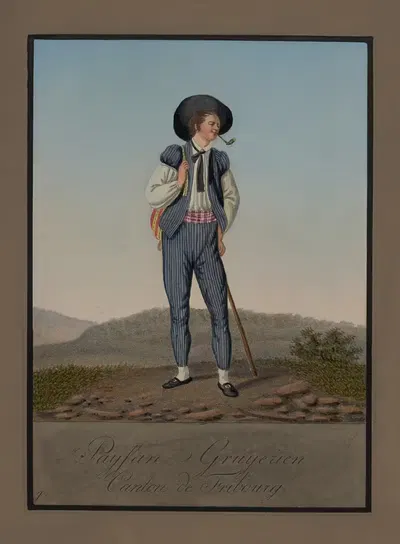 Крестьянин Грюер, город Фрибург by Иоганн Эмануэль Лохер, 1820 — digital art print download
