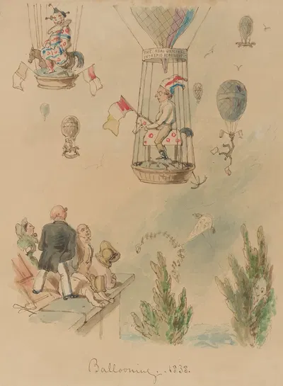 Ballooning. 1838. by John Leech, 1838 — digital art print download