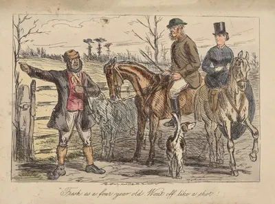 Mr. Facey Romford's hounds; Fresh as a four year old. Went off like a shot!. by John Leech, 1865 — digital art print download