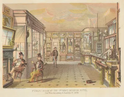 Public room at the 5th ward Museum Hotel. by Joseph F. Knapp, 1864 — digital art print download