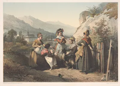 Costumes of Bourg St. Maurice (Dept. of Savoy) and around Thonon. by Jules David — digital art print download