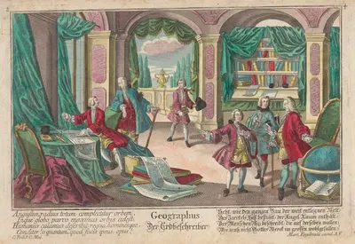 Землеописатель (Географы) by Мартин Энгельбехт, 1721 — digital art print download