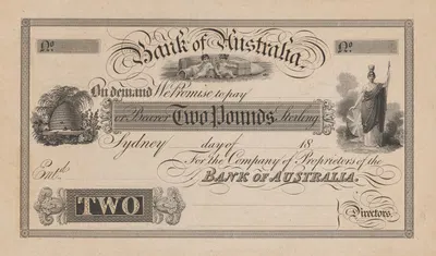 Банк Австралии, банкнота в два фунта by Перкинс и Хит, 1820-1829 — digital art print download