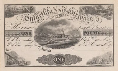 Банкнота в один фунт завода Кифартфа и Хирваун by Перкинс и Хит, 1820-1829 — digital art print download