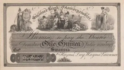 Банк Суонси, Гламорганшир, банкнота в один фунт by Перкинс и Хит, 1820-1829 — digital art print download