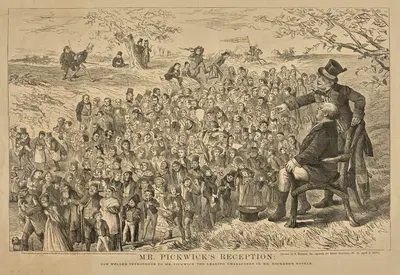 Mr. Pickwick's reception. Sam Weller introduces to Mr. Pickwick the leading characters in Mr. Dicken's novels. by Solomon…