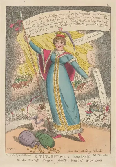 Лакомство для казака или приз Платонова за голову Бонапарта. by Уильям Элмес, 1813 — digital art print download