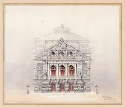 NATIONAL DE L'OPERA – COMIQUE FAÇADE PRINCIPALE by Fernand Dupuis, 1893 — digital art print download