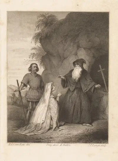 Агнес ван дер Слуис и Витте ван Хаемстеде у священника, ок. 1300 by Герман Фредерик Карел Тен Кейт — digital art print…