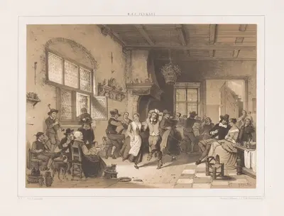 Танцевальная компания в трактире by Герман Фредерик Карел Тен Кейт, 1845-1847 — digital art print download
