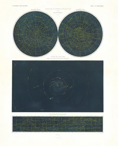Constellations Celestes des deux Hemispheres – Systeme Solaire – Constellations de la zone equatoriale by Louis Vivien de…