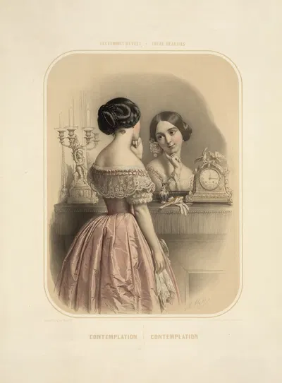 Женщина мечты Идеальные красавицы; Созерцание by Мари-Александр Алоф, 1851 — digital art print download