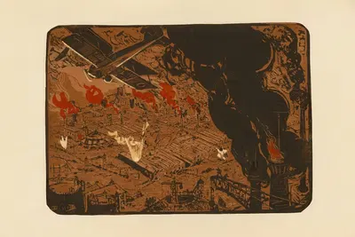 Ночной обстрел фабрики by Морис Бюссе, 1920 — digital art print download