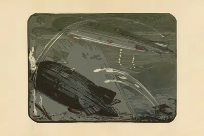 Бой гидросамолётов и дирижаблей, Северное море, 1916 by Морис Бюссе, 1920 — digital art print download