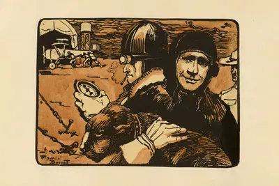 Американский ас Лафбери и его львёнок Уиски by Морис Бюссе, 1920 — digital art print download