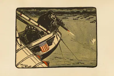 Атака подводной лодки с гидроплана. Залив Гасконь, 1918 by Морис Бюссе, 1920 — digital art print download