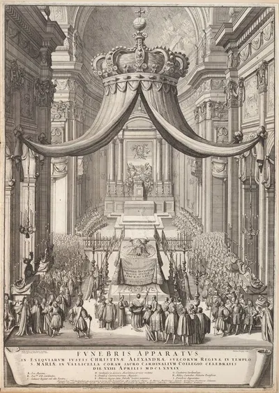 Похороны Кристины, королевы Швеции by Николас Дорини, 1689 — digital art print download