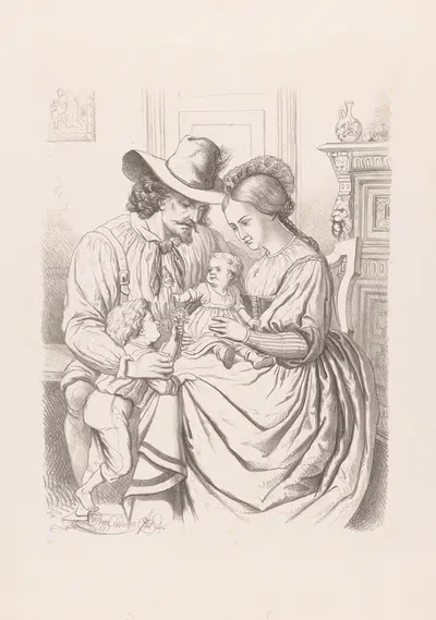 Семья с маленькими детьми by Виллемус Петрюс ван Гелдорп, 1871 — digital art print download