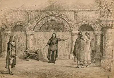 Сцена из 'Гамлета', акт I, сц. 2 в Театре Шекспира by Альфред Х. Уолл, 1879 — digital art print download