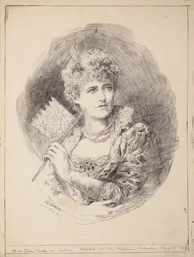 Miss Ellen Terry as Beatrice, sketched at the Lyceum by Alma, 1884 — digital art print download