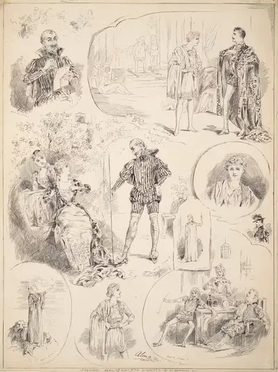 Эскизы из 'Двенадцатой ночи' в Лицеуме by Альма, 1884 — digital art print download