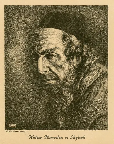 Уолтер Хэмпден в роли Шейлока by Берт Шарки — digital art print download
