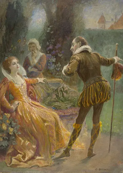 Двенадцатая ночь, Оливия и Мальволио. by Шарль Бюхель, 1901-1920 — digital art print download