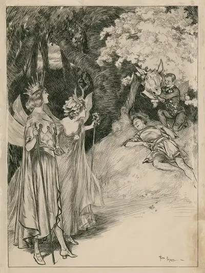 Сцены из 'Сна в летнюю ночь' в театре Ее Величества by Фредерик Пеграм, 1900 — digital art print download
