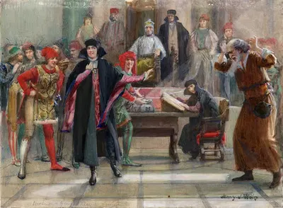 Венецианский купец. Действие IV, Сцена I ['Еврей получит всю справедливость'] by Генри Джеймс Хейли, 1901-1911 — digital…