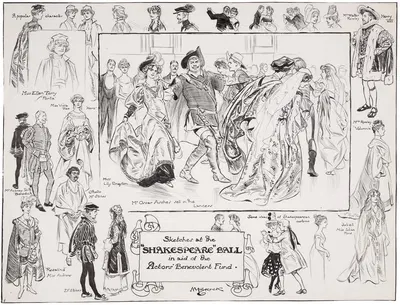 Sketches at the Shakespeare Ball in aid of the Actor's Benevolent Fund by Henry Matthew Brock, 1905 — digital art print…