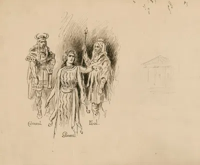 Король Лир, исследования персонажей, Эдмунд, Гонериль и Дурак by Херберт Рейлтон, 1892 — digital art print download