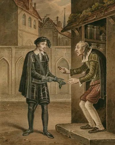 Romeo and Juliet [V,1] Romeo and the Apothecary by J. Coghlan, 1800-1830 — digital art print download