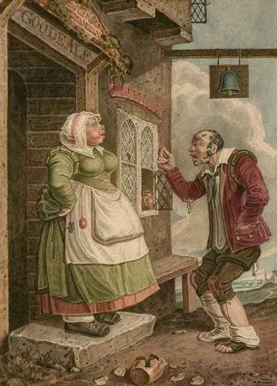 Taming of the shrew, Hostess and Sly by J. Coghlan, 1800-1830 — digital art print download