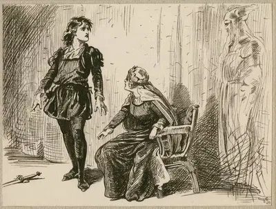Hamlet, act III scene 4 by J. E. Pawsey, 1899 — digital art print download