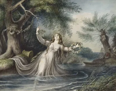 Гамлет, IV, 7, Офелия падает в воду by Иоганн Генрих Рамберг, 1829 — digital art print download