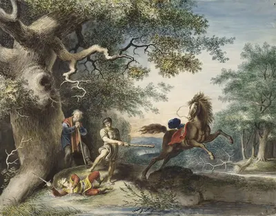 Король Лир, IV, 6, Эдгар убивает Освальда by Иоганн Генрих Рамберг, 1829 — digital art print download